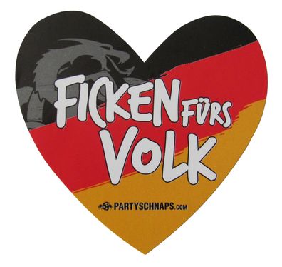 Ficken Likör - ...... fürs Volk - 9 Stück - Aufkleber in Herzform - 8,2 x 7,7 mm (100