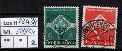 Los H22438: Deutsches Reich Mi. 571/72 x, gest.