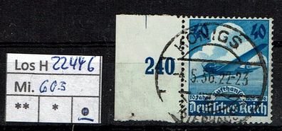 Los H22446: Deutsches Reich Mi. 603, gest.