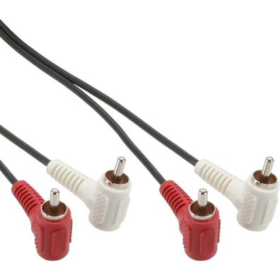 InLine® Cinch Kabel, 2x Cinch, Stecker / Stecker gewinkelt, 1,2m, schwarz