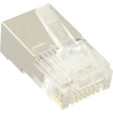 100er Pack, InLine® Modularstecker 8P8C RJ45 zum Crimpen auf Rundkabel, geschirm