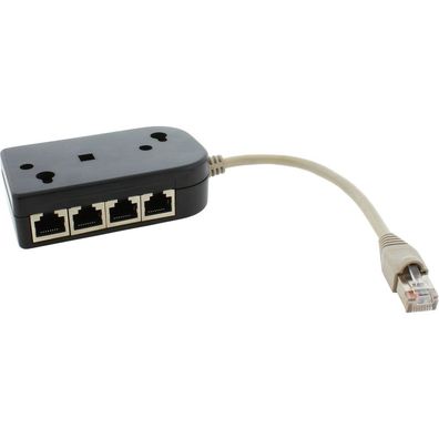 InLine® ISDN Verteiler, 8x RJ45 Buchse, 15cm Kabel, mit Endwiderständen, schwarz