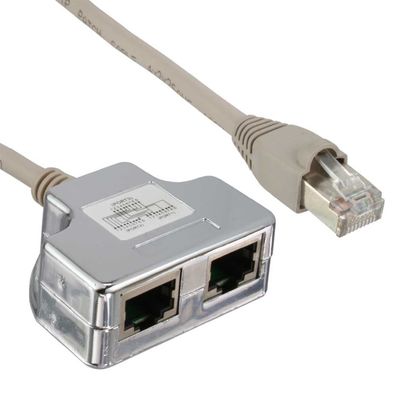 InLine® Cat.5e / ISDN T-Adapter (Port-Doppler) RJ45 Stecker an 2x RJ45 Buchse, 0