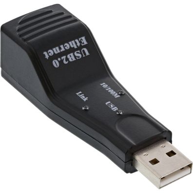 InLine® USB 2.0 Netzwerkadapter, 10/100MBit, schwarz