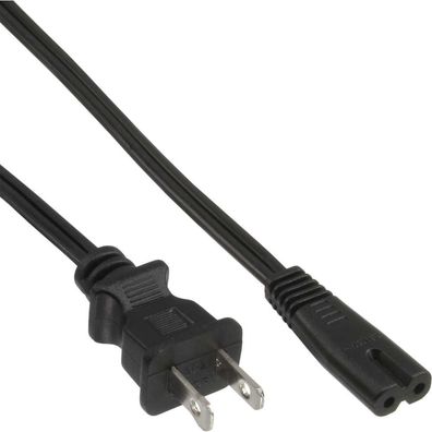 InLine® Netzkabel, Netzstecker USA auf Euro 8 C7 Stecker, 3,0m, schwarz