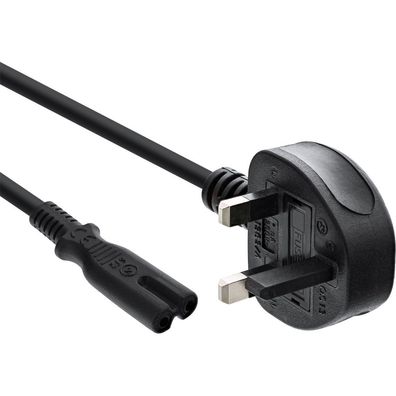 InLine® Netzkabel, Netzstecker England auf Euro 8 C7 Stecker, 1,8m, schwarz