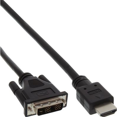 InLine® HDMI-DVI Adapterkabel, HDMI Stecker auf DVI 18 + 1 Stecker, 1m, schwarz