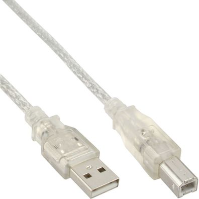 InLine® USB 2.0 Kabel, A an B, transparent, 0,3m, transparent
