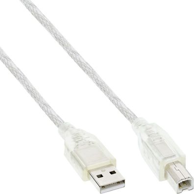 InLine® USB 2.0 Kabel, A an B, transparent, 10m, transparent