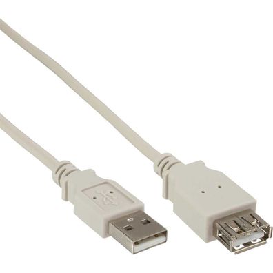 InLine® USB 2.0 Verlängerung, Stecker / Buchse, Typ A, beige, 1,8m, bulk, beige