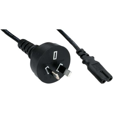 Netzkabel, Netzstecker Australien/Argentinien auf Euro 8 C7 Stecker, 1,8m, schwa