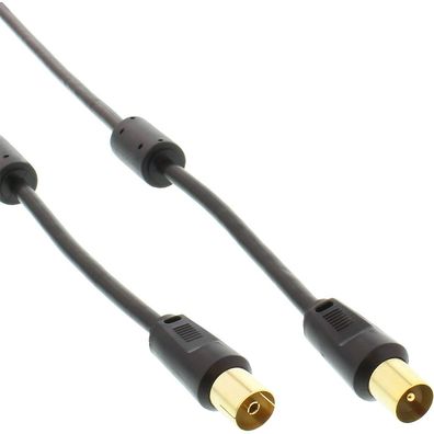 InLine® Antennenkabel, 2x geschirmt, mit Filter, >85dB, schwarz, 3m, schwarz