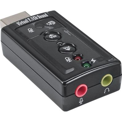 InLine® USB Audio Soundkarte, mit virtuellem 7.1 Surround Sound, schwarz
