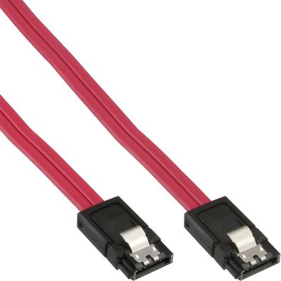 InLine® SATA 6Gb/s Kabel, mit Lasche, 0,75m, rot