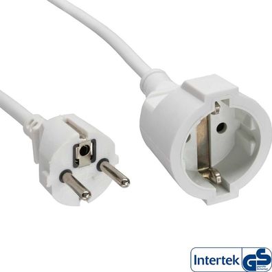 InLine® Strom-Verlängerung Schutzkontakt Stecker / Buchse, weiß, 5m, weiß