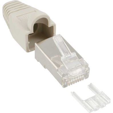 Crimpstecker RJ45 geschirmt, mit Knickschutz und Einfädelhilfe, 100er Pack, ei