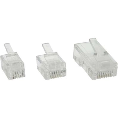 InLine® Modularstecker, 4P4C RJ10 zum Crimpen auf Flachkabel, 10er Pack