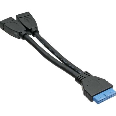 InLine® USB 3.0 Adapterkabel, 2x Buchse A auf Pfostenanschluss, 19polig, schwarz
