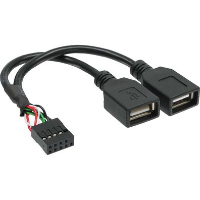 InLine® USB 2.0 Adapterkabel, 2x Buchse A auf Pfostenanschluss, schwarz