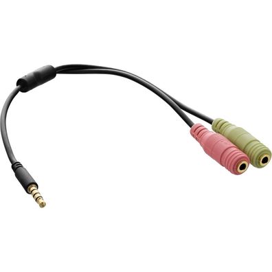 InLine® Audio Headset Adapterkabel, 3,5mm Klinke Stecker 4pol. an 2x 3,5mm Klink