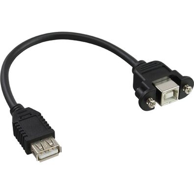 InLine® USB 2.0 Adapterkabel, Buchse A auf Einbaubuchse B, 0,2m, schwarz