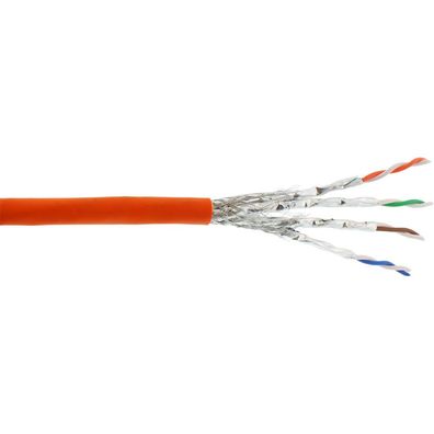 Verlegekabel Cat.7a, S/FTP (PiMF) 4x2x0,58 AWG23, 1200MHz, halogenfrei, orange,