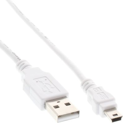 InLine® USB 2.0 Mini-Kabel, USB A Stecker an Mini-B Stecker (5pol.), weiß, 1m, w