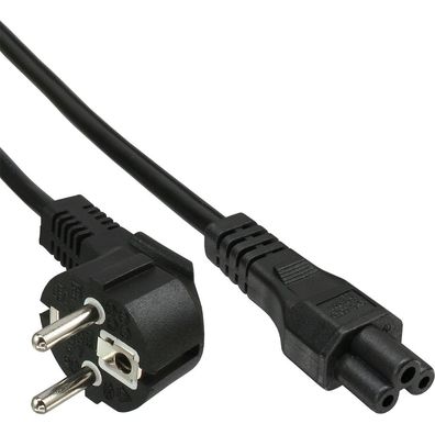 InLine® Netzkabel für Notebook, Schutzkontaktstecker gewinkelt auf 3pol Kupplung