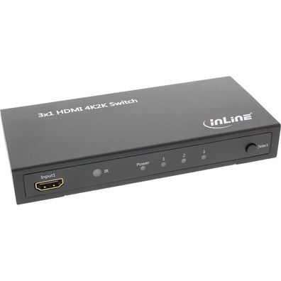 InLine® HDMI Switch / Umschalter, 3 Eingänge auf 1 Ausgang, 4K2K, 3D, HD Audio,