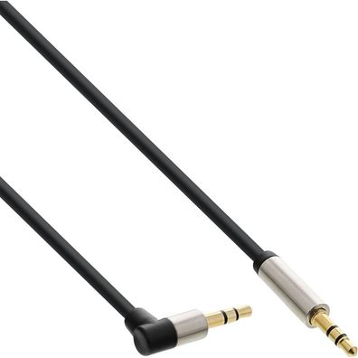 InLine® Slim Audio Kabel Klinke 3,5mm ST/ ST, gewinkelt, Stereo, 5m, schwarz