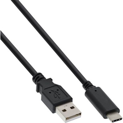 InLine® USB 2.0 Kabel, Typ C Stecker an A Stecker, schwarz, 0,5m, schwarz