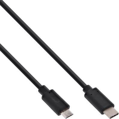 InLine® USB 2.0 Kabel, Typ C Stecker an Micro-B Stecker, schwarz, 1m, schwarz