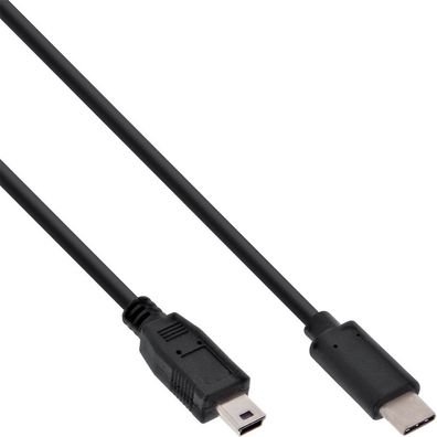 InLine® USB 2.0 Kabel, Typ C Stecker an Mini-B Stecker (5pol.), schwarz, 1m, sch