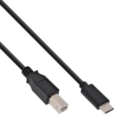 InLine® USB 2.0 Kabel, Typ C Stecker an B Stecker, schwarz, 2m, schwarz
