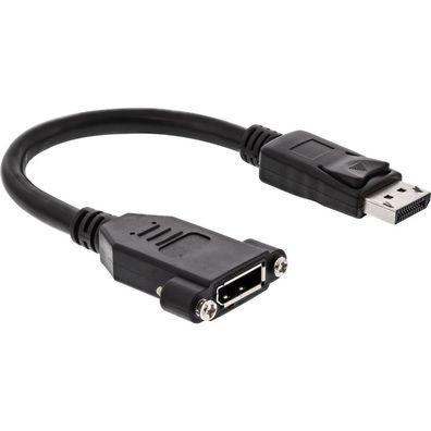 InLine® DisplayPort Adapterkabel, DisplayPort Stecker auf Buchse zum Einbau, 0,2