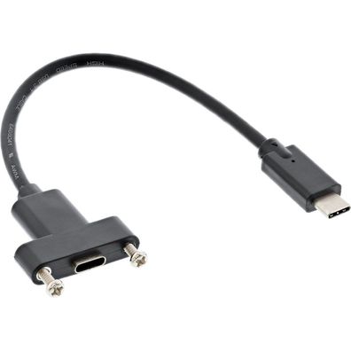 InLine® USB 3.1 Adapterkabel, Stecker C auf Einbaubuchse C, 0,2m, schwarz