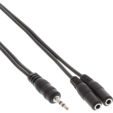 InLine® Klinken Y-Kabel, 3,5mm Klinke Stecker an 2x 3,5mm Klinke Buchse, Stereo,