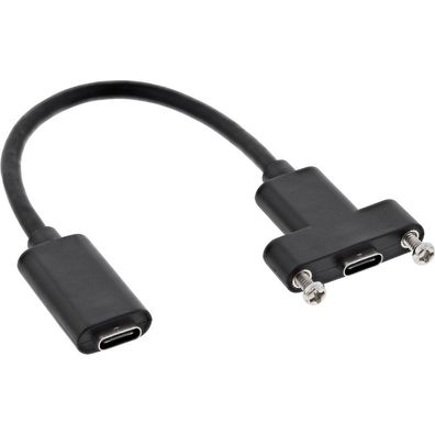 InLine® USB 3.1 Adapterkabel, Buchse C auf Einbaubuchse C, 0,2m, schwarz