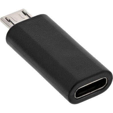 InLine® USB 2.0 Adapter, Micro-USB Stecker auf USB Typ-C Buchse, schwarz