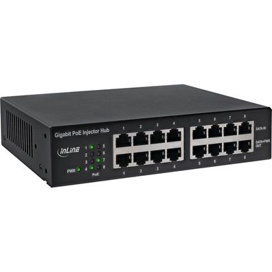 PoE+ Gigabit Netzwerk Injektor Hub 8 Port (8x PoE+)1GBit/s19Zoll (Winkel enthalt