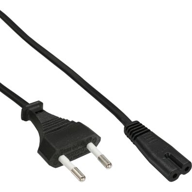 InLine® Netzkabel, Netzstecker CEE7/16 Italien auf Euro 8 C7 Stecker, schwarz, 1