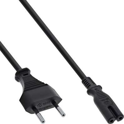 InLine® Netzkabel, Netzstecker CEE7/16 Schweiz auf Euro 8 C7 Stecker, schwarz, 1