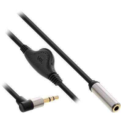 InLine® Slim Audio Kabel Klinke 3,5mm ST gewinkelt / BU, mit Lautstärkeregler, 0