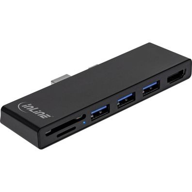 InLine® MultiHub, Surface Pro 4/5/6, 3-Port USB 3.2 Typ-A Buchse, HDMI 4K, Cardr