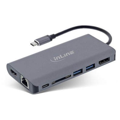 InLine® 7-in-1 USB Typ-C Dockingstation, HDMI, DisplayPort, USB 3.2, SD-Kartenle