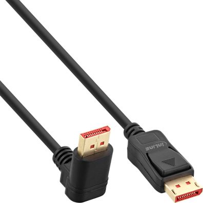 InLine® DisplayPort 1.4 Kabel, 8K4K, nach oben gewinkelt, schwarz/ gold, 3m