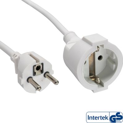 InLine® Strom-Verlängerung Schutzkontakt Stecker / Buchse, weiß, 1,5m