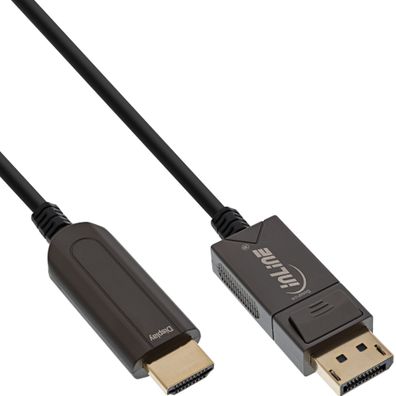 InLine® DisplayPort zu HDMI AOC Konverter Kabel, 4K/60Hz, schwarz, 50m