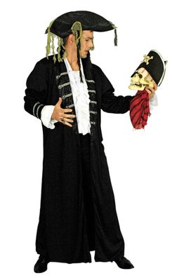 schwarzer Mantel Pirat Kostüm Piratenmantel Gr.46/48 Halloween Karneval