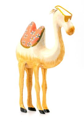 Kamel mit Brille, aus Metall, Handarbeit, Pape Kunstgewerbe, Höhe 30cm